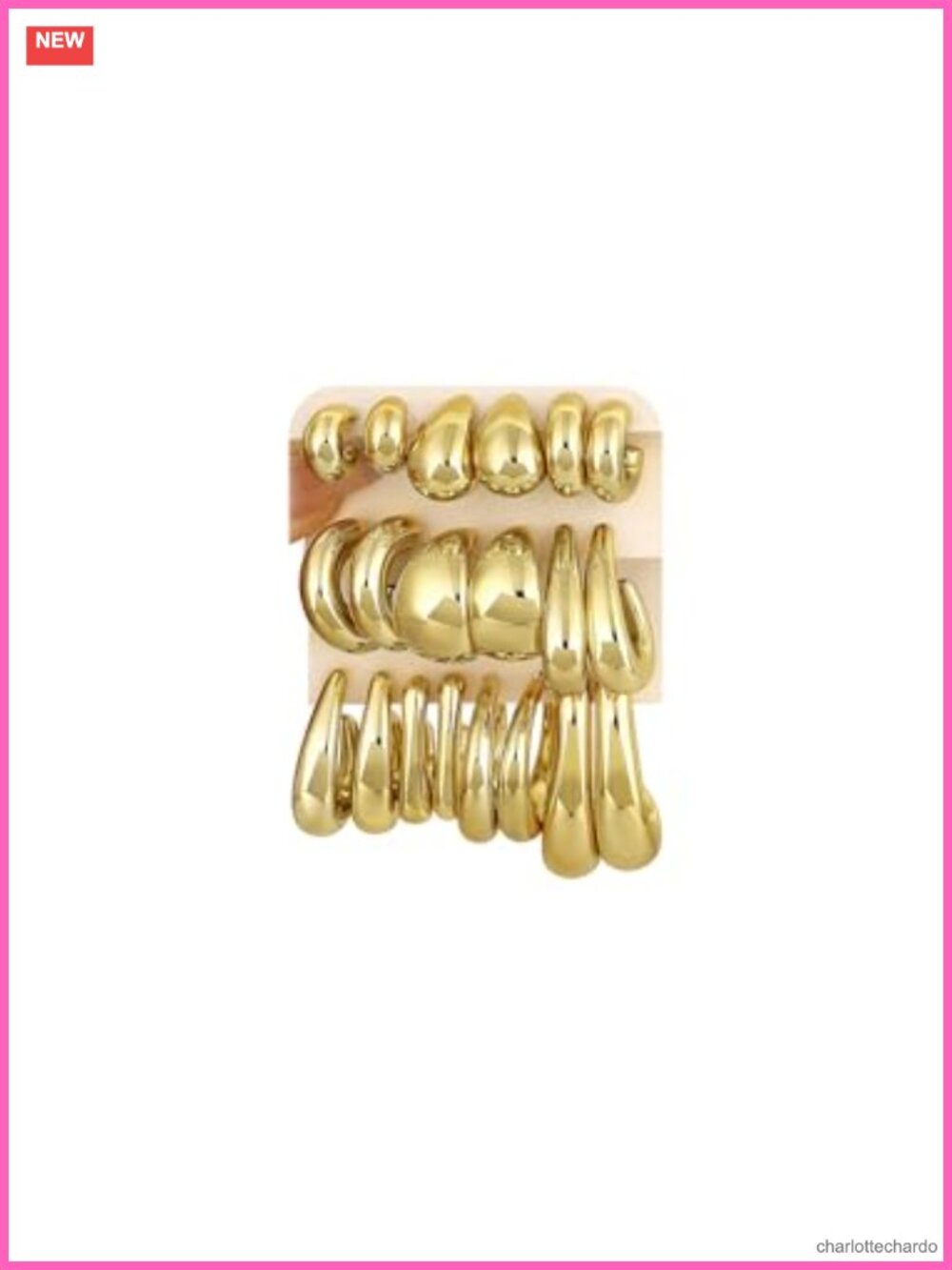 10 Pair Chunky Gold Hoop Earrings Set Hypoallergenic Lightweight Statement